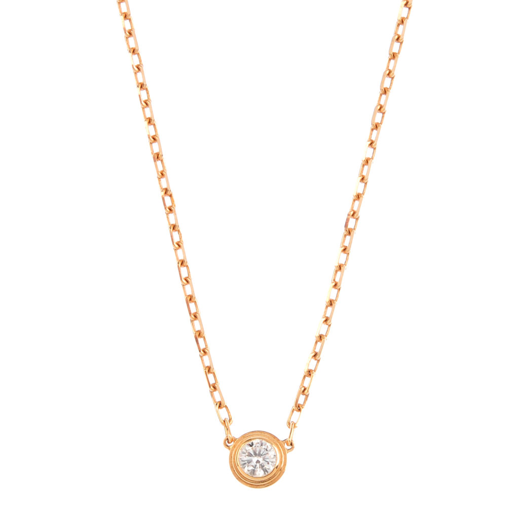 modern jewellery auction - A Cartier diamond single stone necklace.