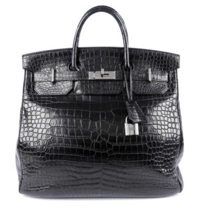 Hermes Hac Birkin 40 Black Matte Porosus Crocodile Bag Palladium Hardware