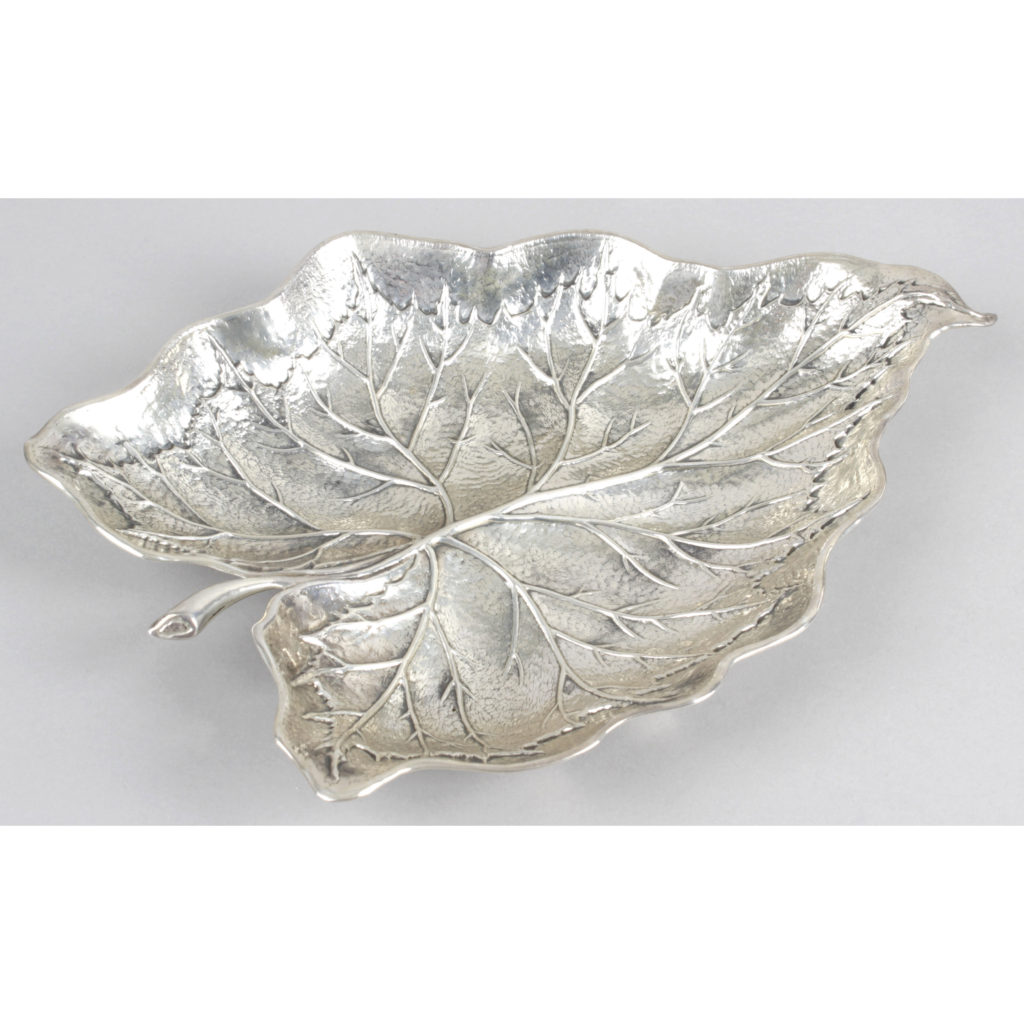 Stand Out Silverware in our upcoming sale 2 silver leaf dish by Italian designer Gianmaria Buccellati