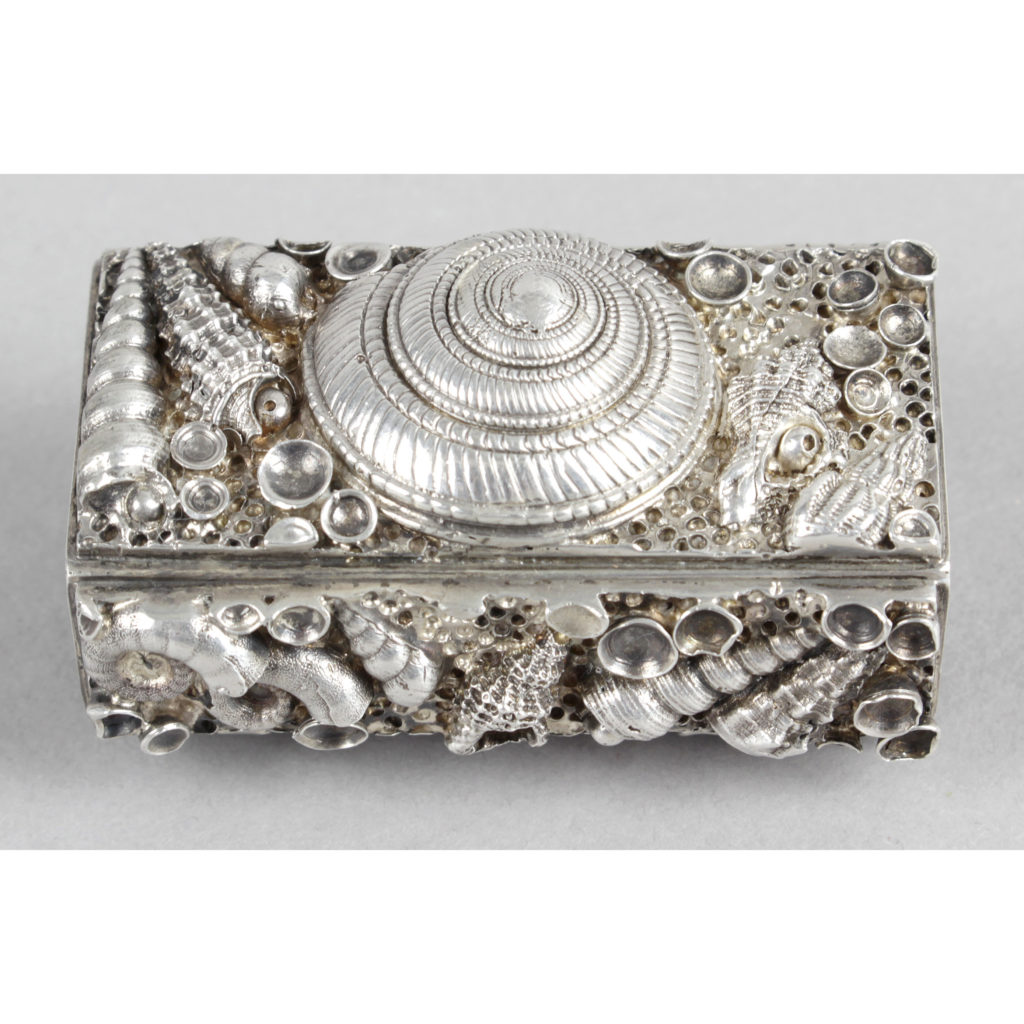 Stand Out Silverware in our upcoming sale 4 a ‘sea shell’ match box cover by Jocelyn Burton