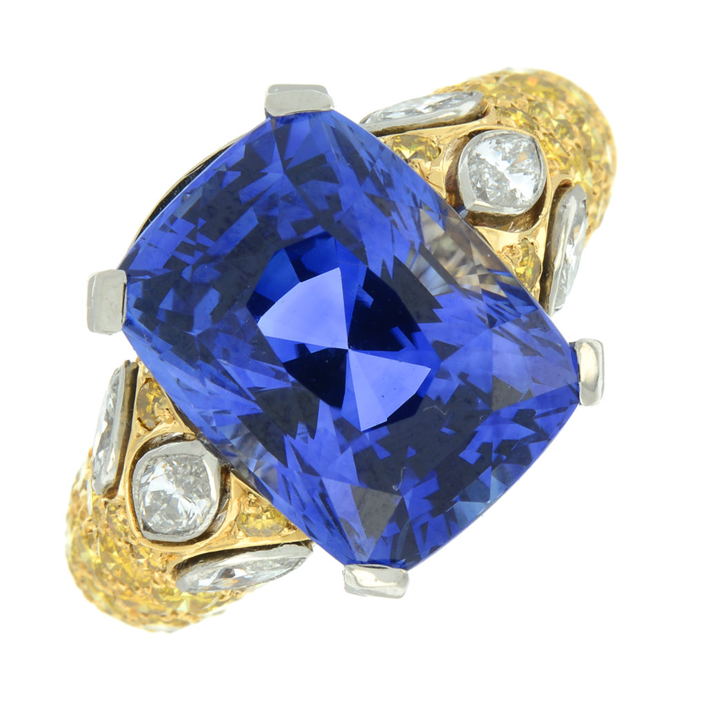 Sri Lankan sapphire & diamond ring, by Spink