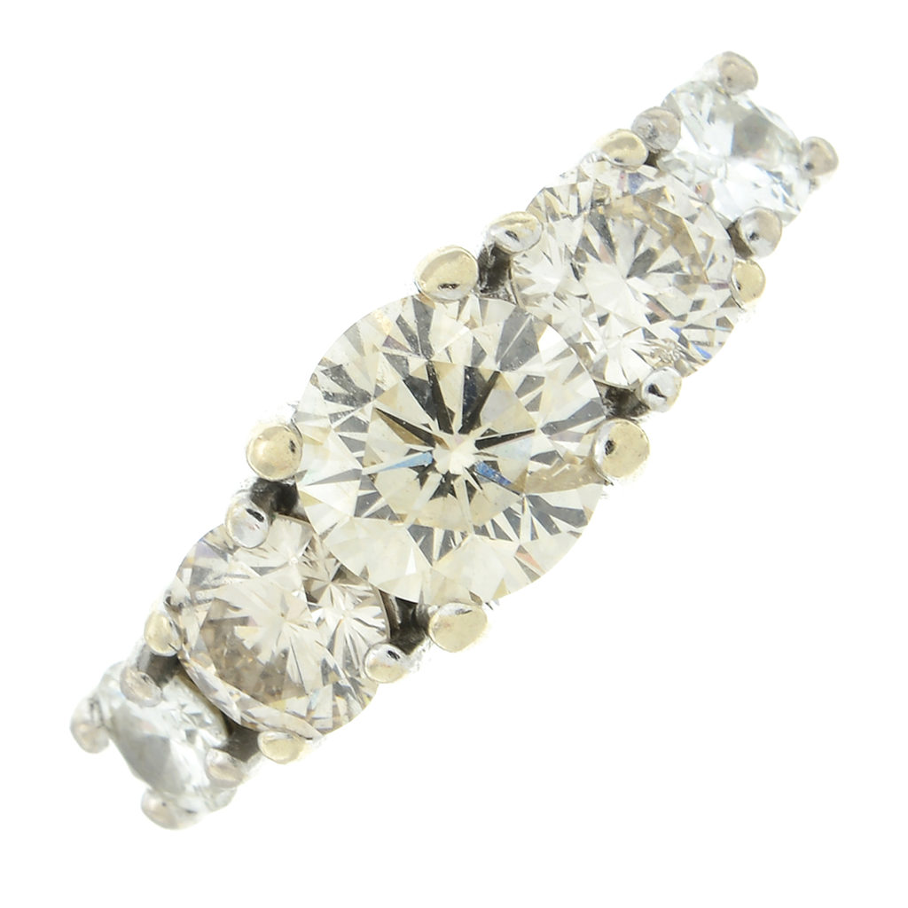 A diamond five-stone ring