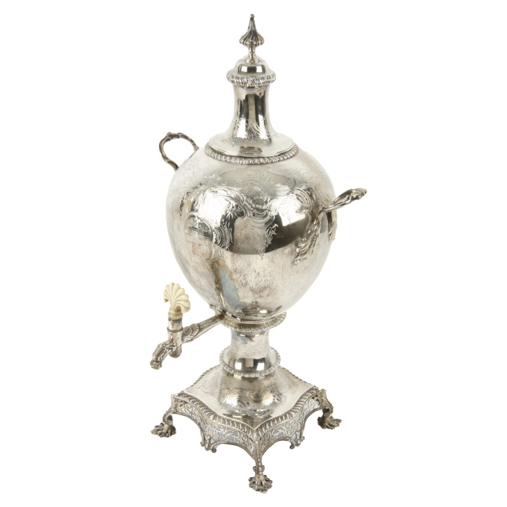History of Tea: George III silver twin-handled pedestal tea urn