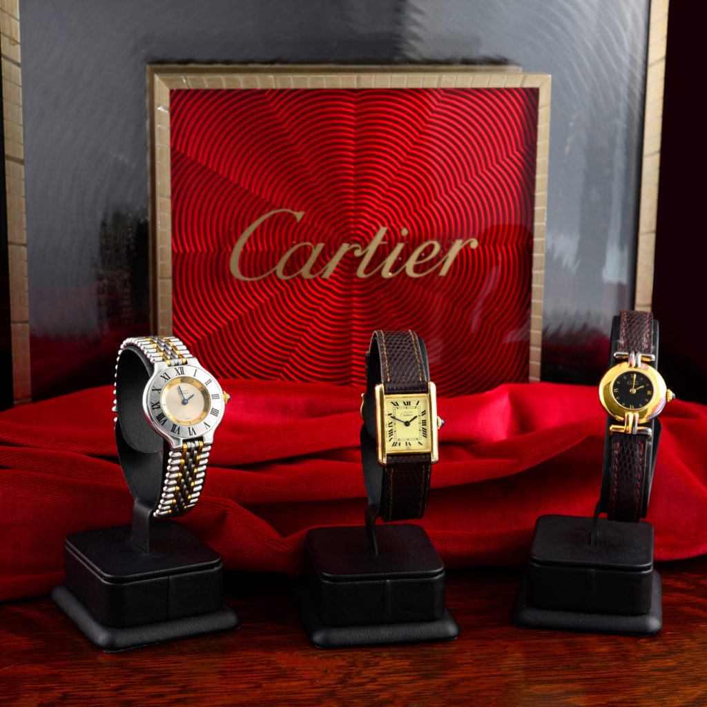 Cartier watches and display items