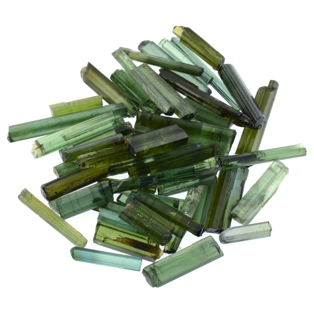 Green tourmaline crystals