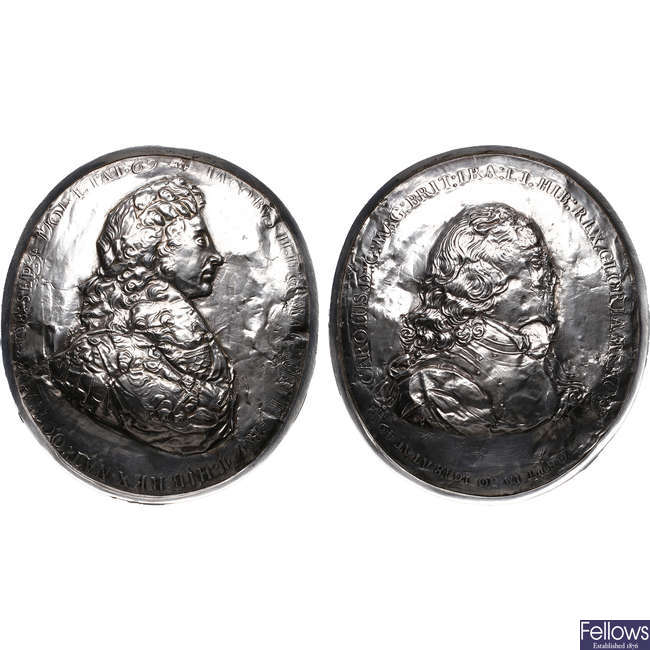 England, Ireland & Scotland, Charles I & James II Double Sided Silver Plaque