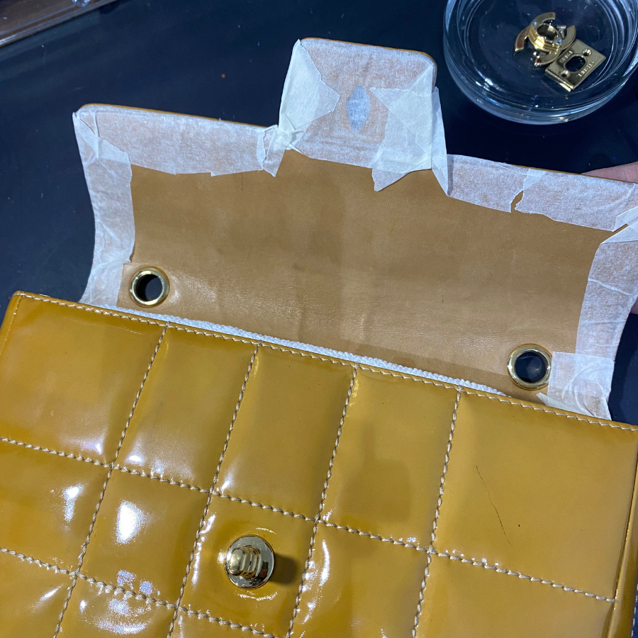 Step 3 - Prepping the Chanel bag for dyeing