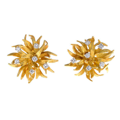A pair of  Alan Gard 1970s 18ct gold diamond earrings