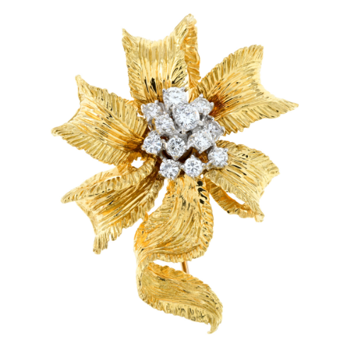 18ct gold diamond brooch, by Kutchinsky