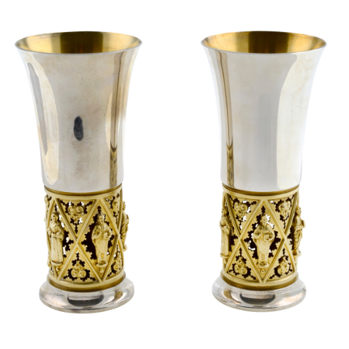 Pair of Peterborough Cathedral goblets by Hector Miller