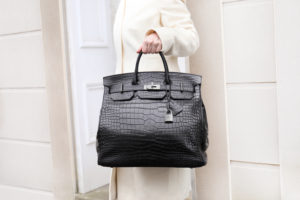 a 2013 matte black Porosus Crocodile Birkin HAC 40 handbag