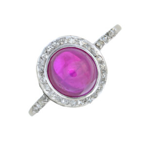 Burmese ruby and old-cut diamond ring