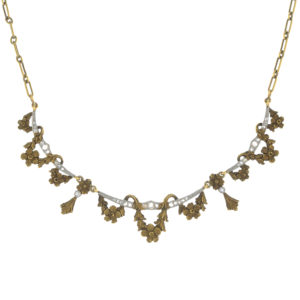 A Belle Époque 18ct gold rose-cut diamond necklace