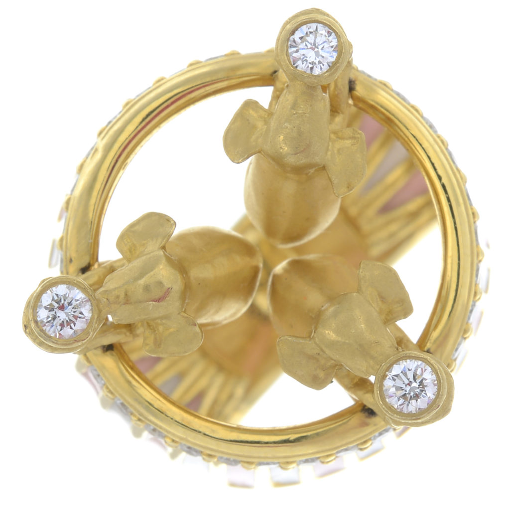A diamond and plique-a-jour enamel 'Off to Savannah' cocktail ring