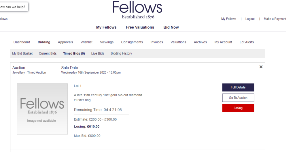 Viewing your bid