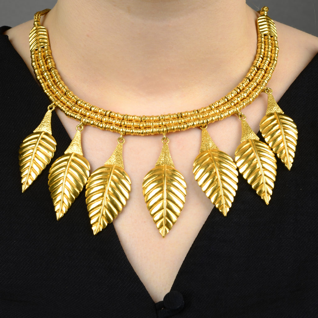 A fern leaf fringe necklace, by Ilias Lalaounis.