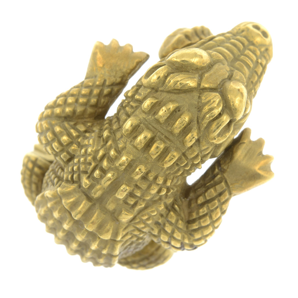 An alligator dress ring, by Kieselstein-Cord.