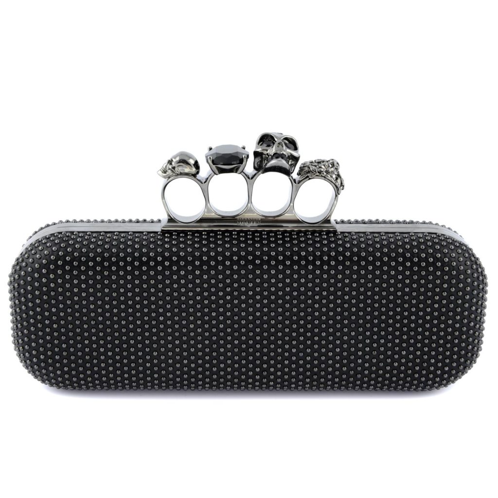 ALEXANDER MCQUEEN - a black leather Knuckle box clutch.