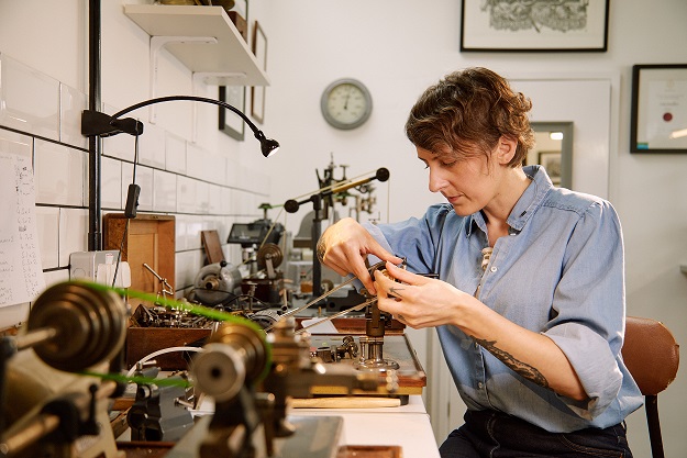 Rebecca Struthers, watchmaker.
Photo credit: Credit Andy Pilsbury