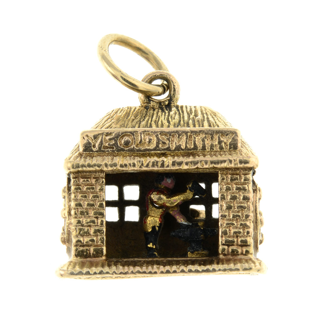 9ct gold 'Ye Old Smithy' blacksmith charm/pendant