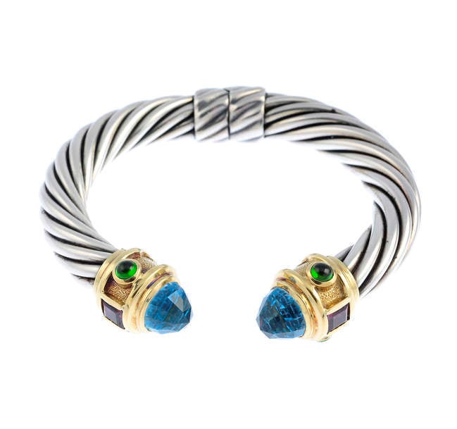 David Yurman - a gem set 'Renaissance' hinged bangle