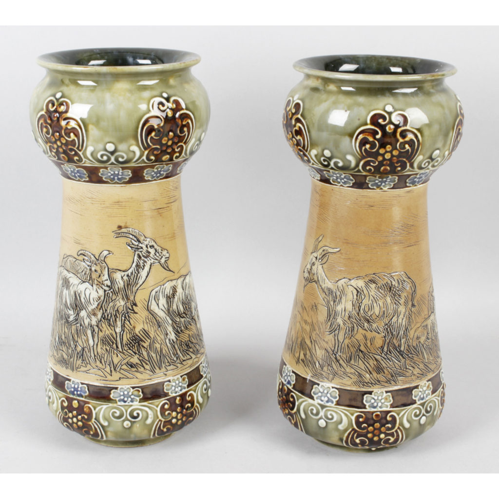 A pair of Royal Doulton vases by Hannah Barlow