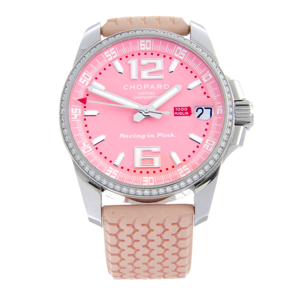 CHOPARD - a stainless steel Mille Miglia GT XL 'Racing in Pink' wrist watch, 44mm.