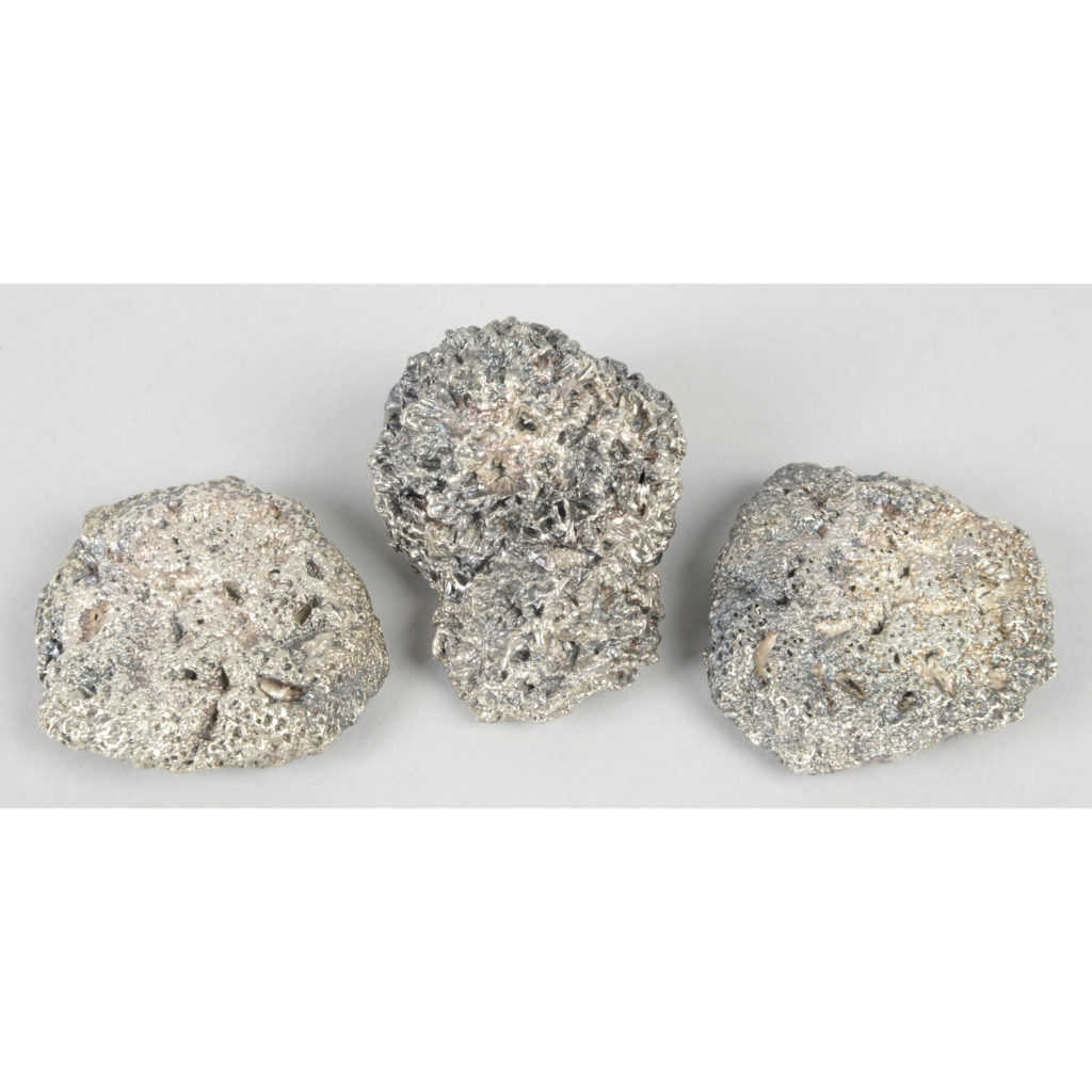 Three organic silver sculptures, in the style of Patrick Mavros.