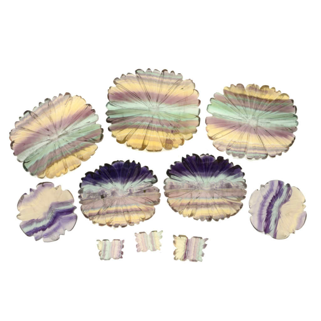 Assorted carved fluorite, 43.7g
