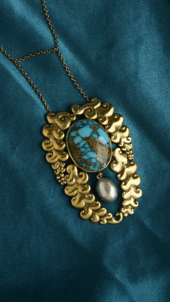 Silver gilt gem necklace, by the Wiener Werkstätte