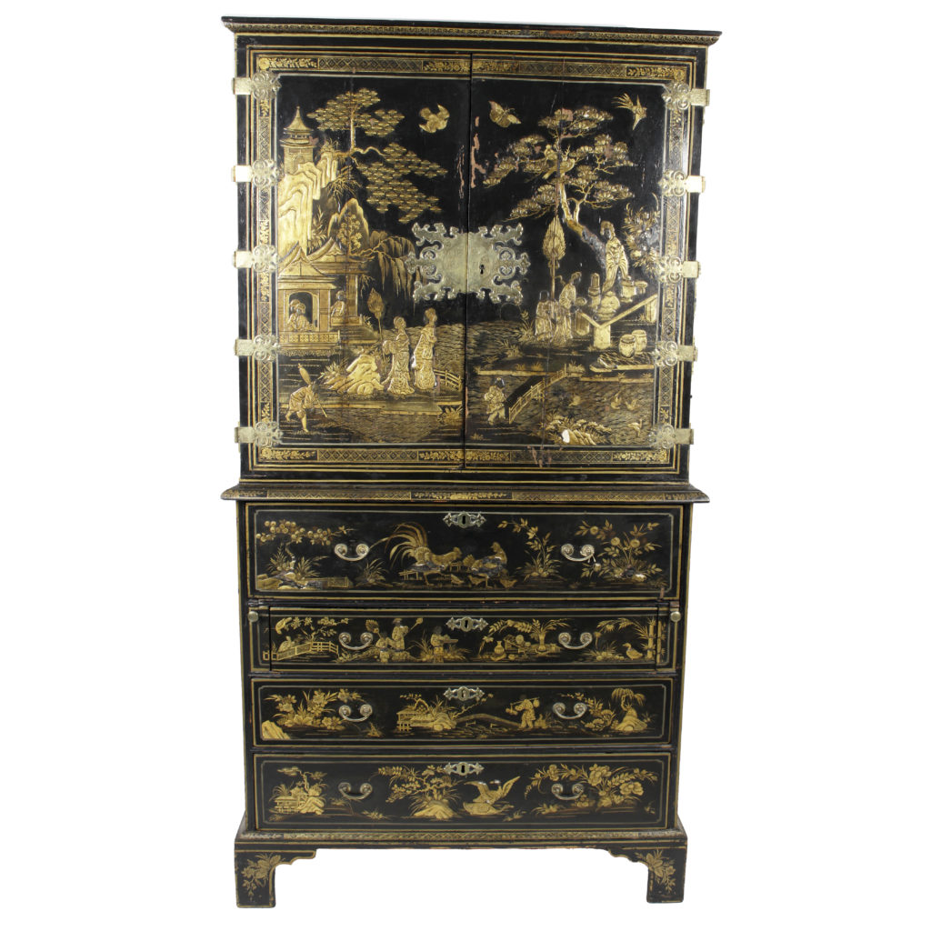 Georgian Japanned secretaire cabinet
