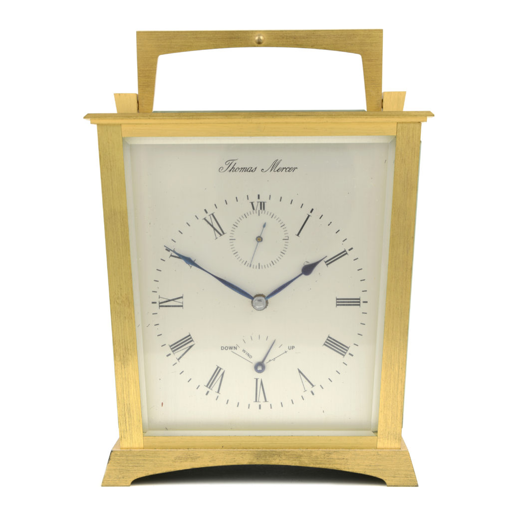 Thomas Mercer leather cased eight day chronometer carriage clock