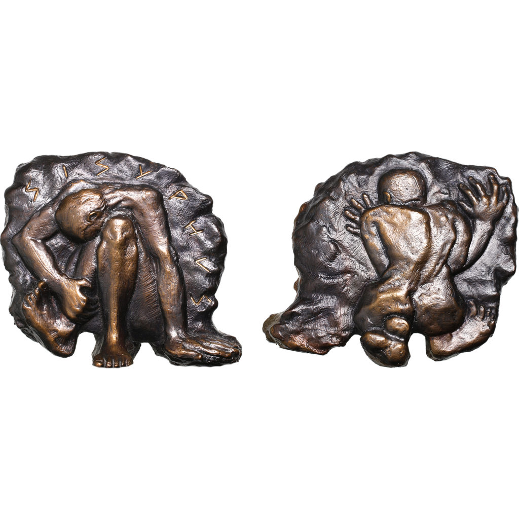 British Art Medal Society. Sisyphus Cast Bronze Medal by Jane McAdam Freud