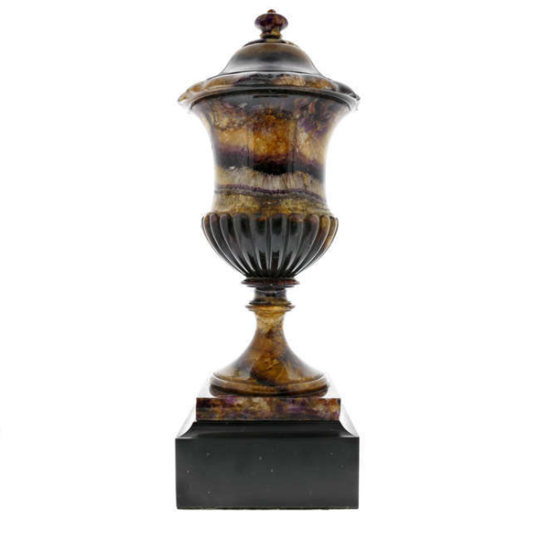 A superb Blue John campana-form urn and cover