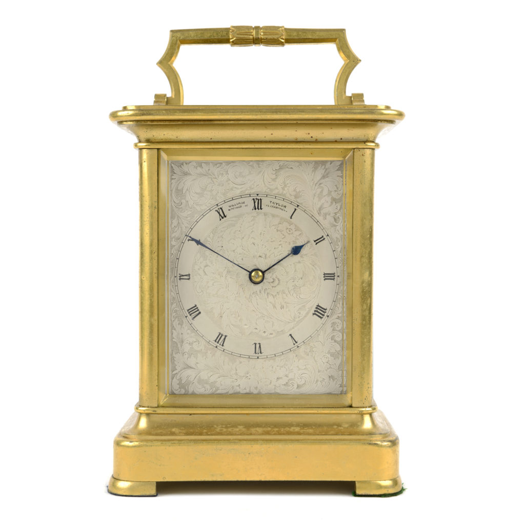 English quarter striking carriage clock by William Taylor of Clerkenwell