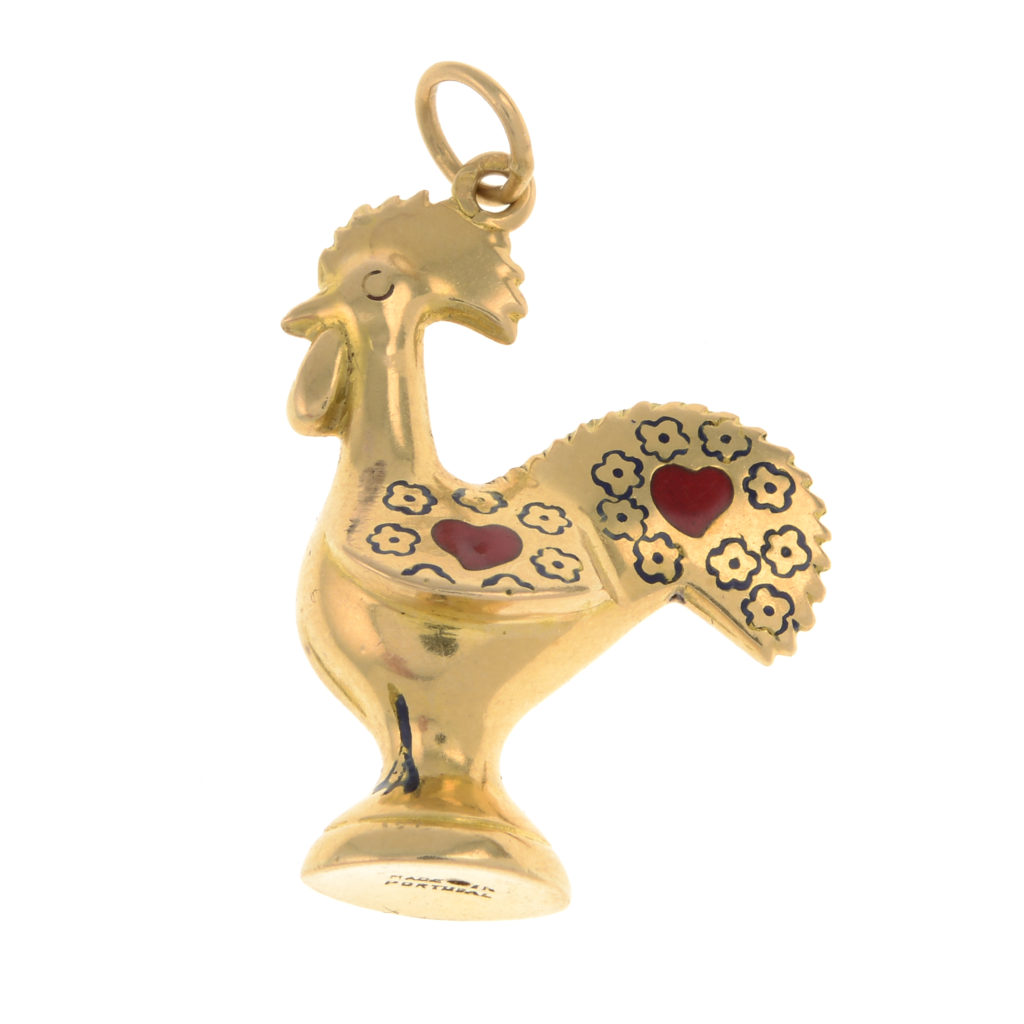 Enamel rooster pendant