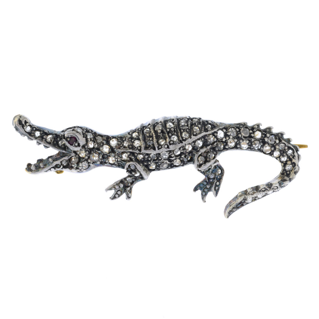 Diamond & ruby brooch