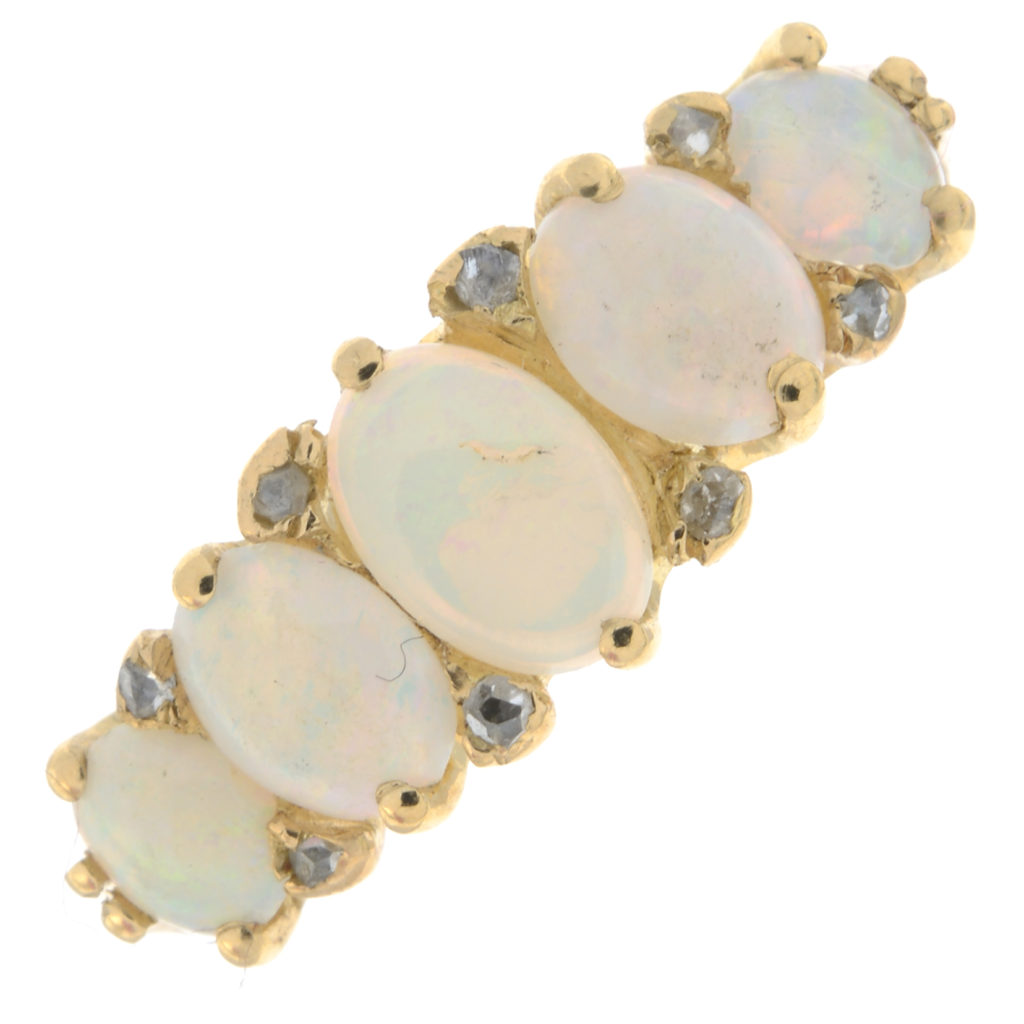 Opal and diamond ring