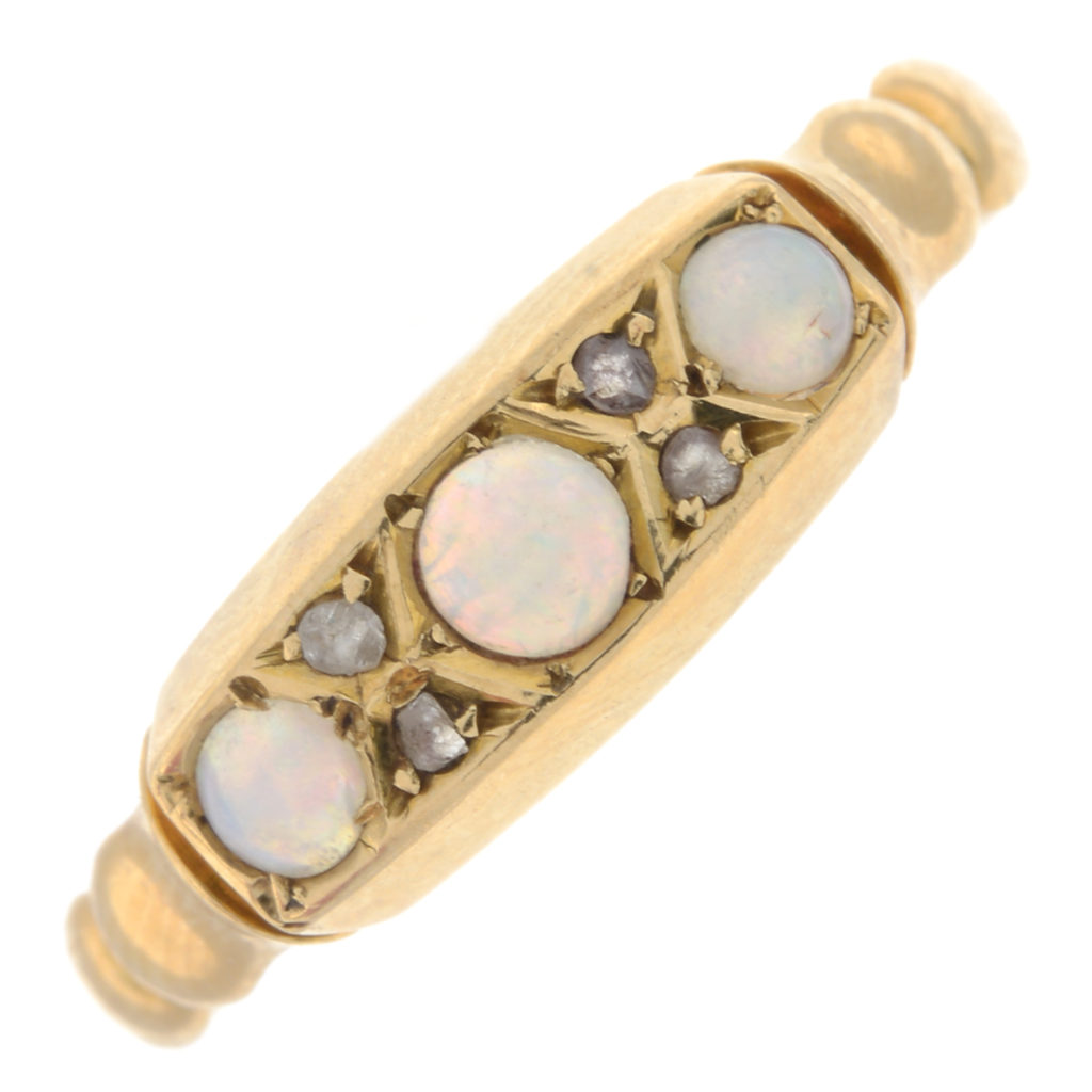 Edwardian 18ct gold opal & diamond dress ring