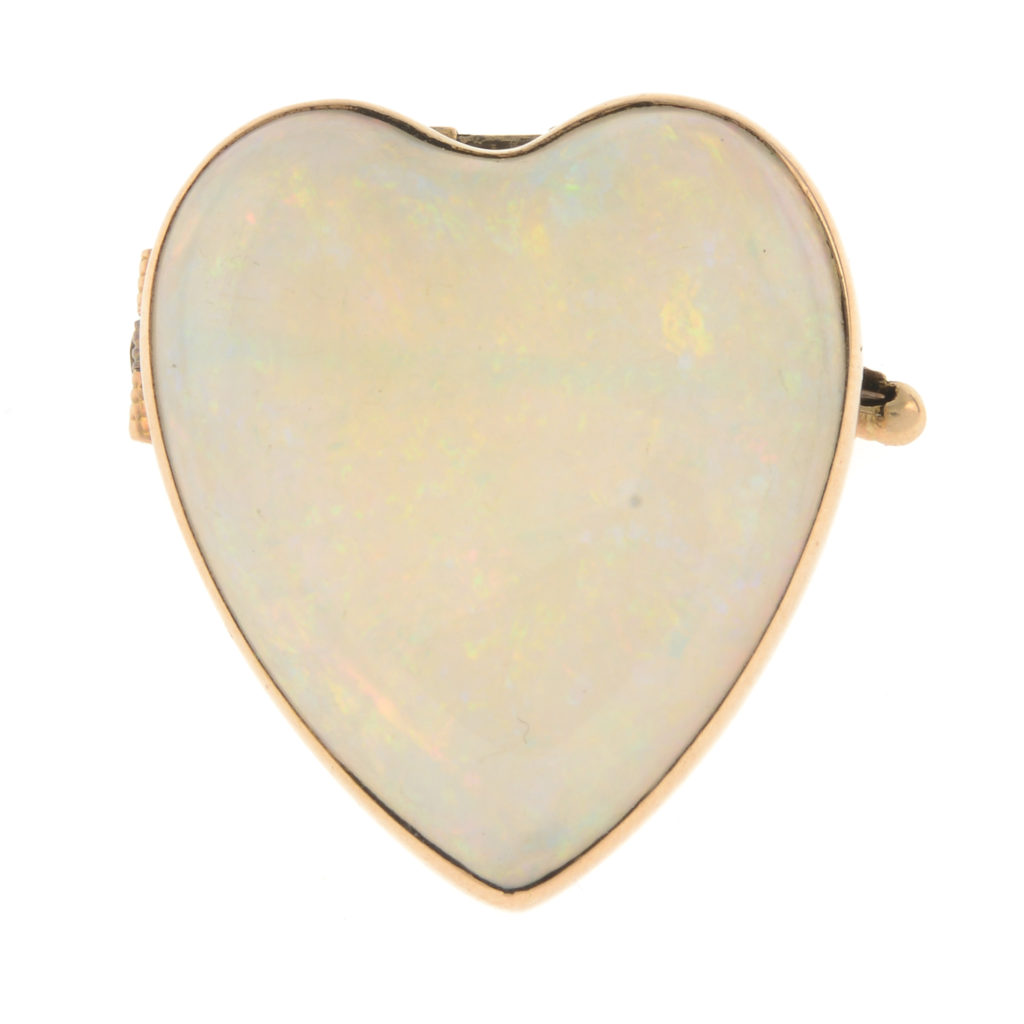 Opal heart brooch