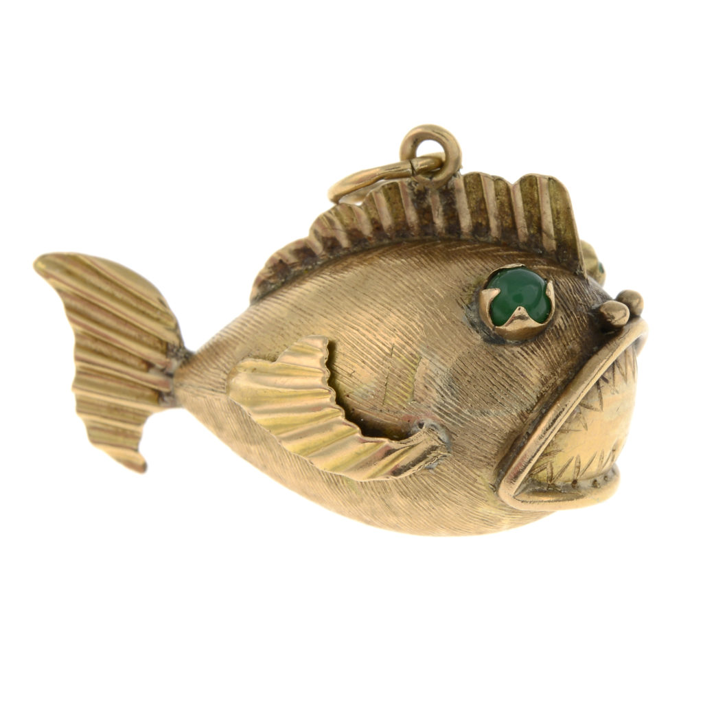 Fish charm, with chrysoprase eyes