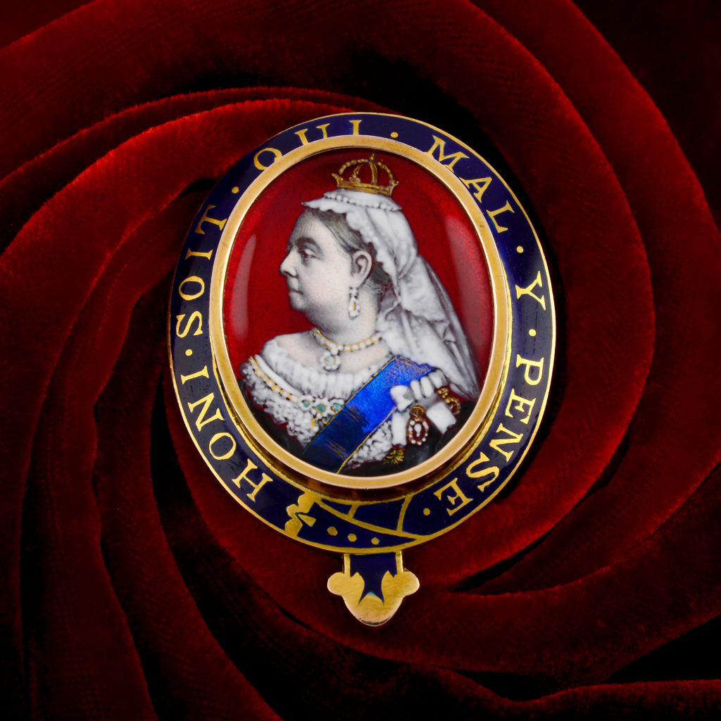 Late Victorian enamel brooch, depicting Queen Victoria